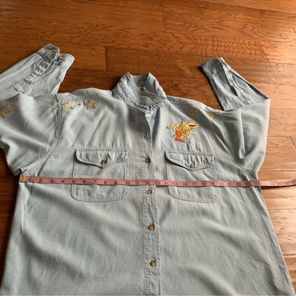 Vintage Western Embroidered Chambray Button Down Shirt - Picture 7 of 12